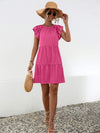 Ruffled Round Neck Cap Sleeve Mini Dress Casual Dresses - Tophatter Daily Deals