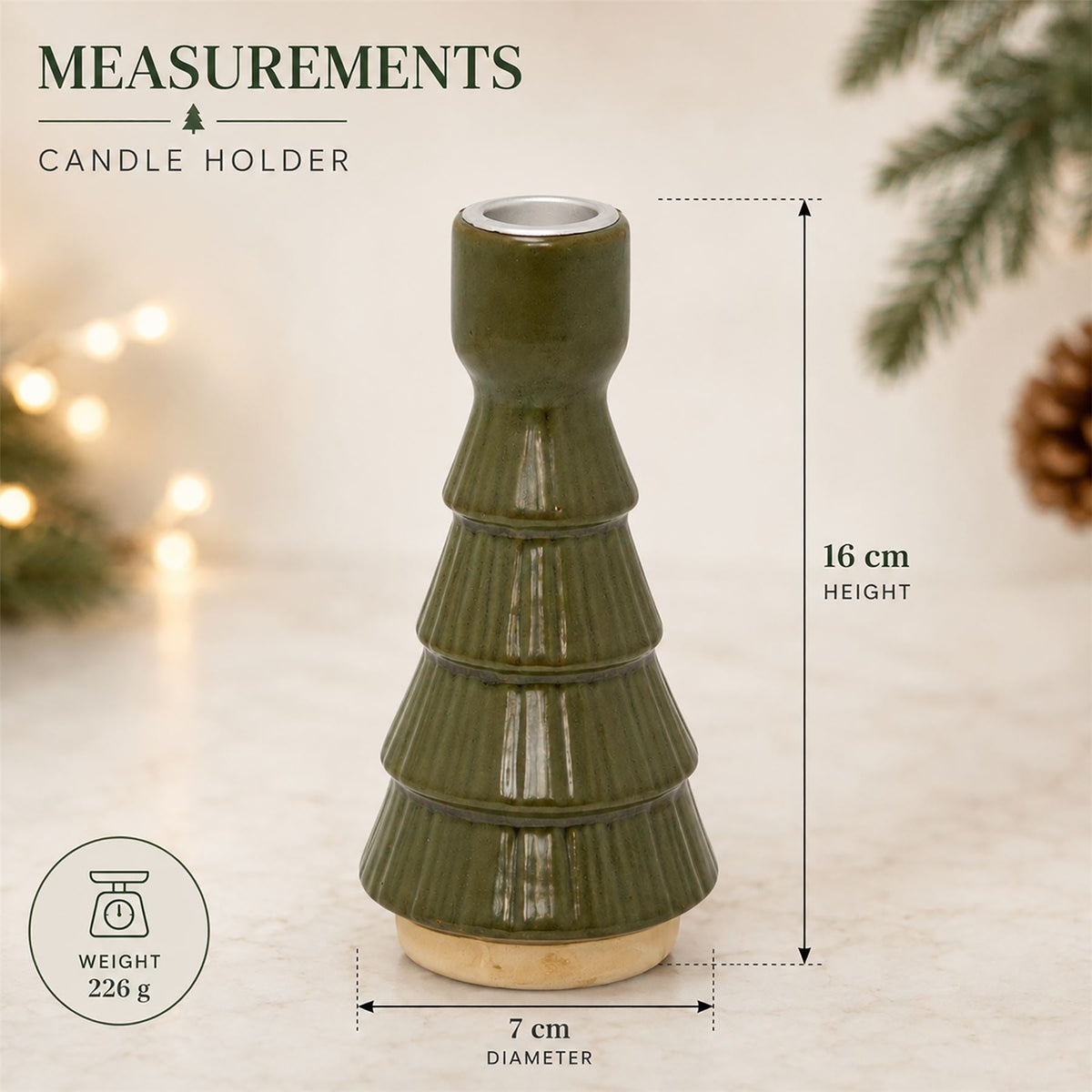 Christmas Tree Candle Holder, 16cm Green Candlestick Holder with Metal Cup Candle Holder - Tophatter Daily Deals