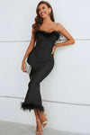 Feather Trim Strapless Sweetheart Neck Dress Cocktail Dresses - Tophatter Daily Deals