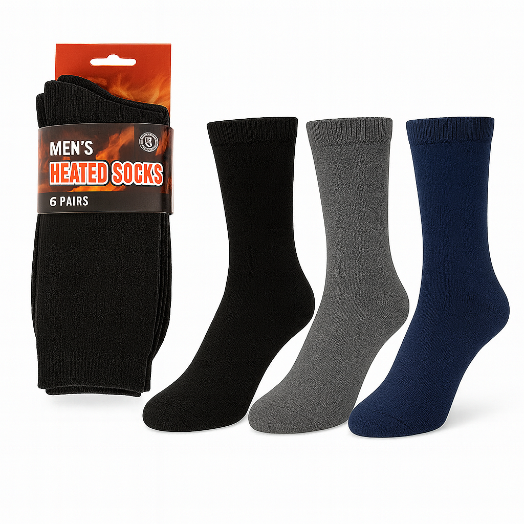 6-Pairs Men’s Heated Crew Socks Everything Else - Tophatter Daily Deals