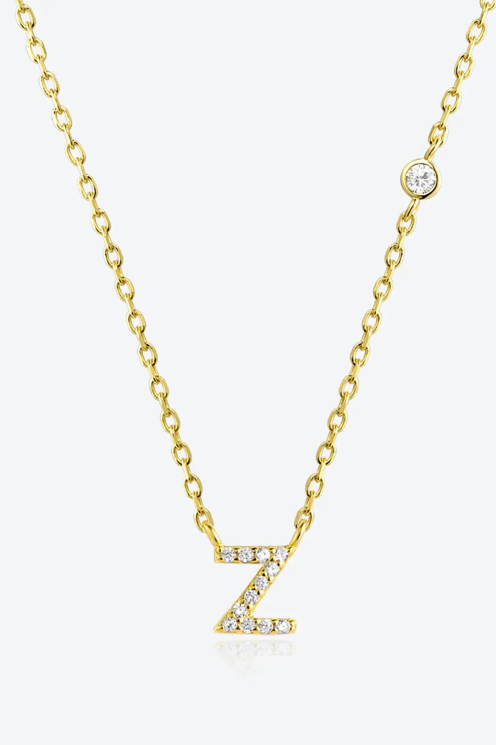 V To Z Zircon 925 Sterling Silver Necklace Z Gold One Size Necklaces - Tophatter Daily Deals