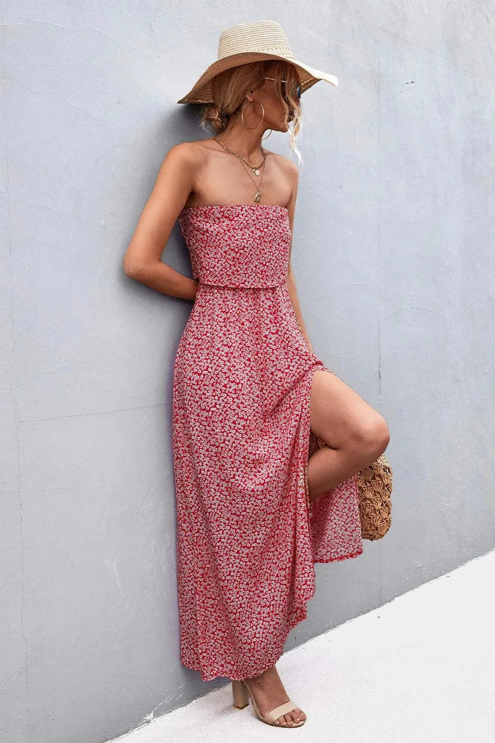 Strapless Split Maxi Dress Casual Dresses - Tophatter Daily Deals