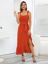 Ruffled Smocked Tied Cami Dress Orange Casual Dresses - Tophatter Daily Deals