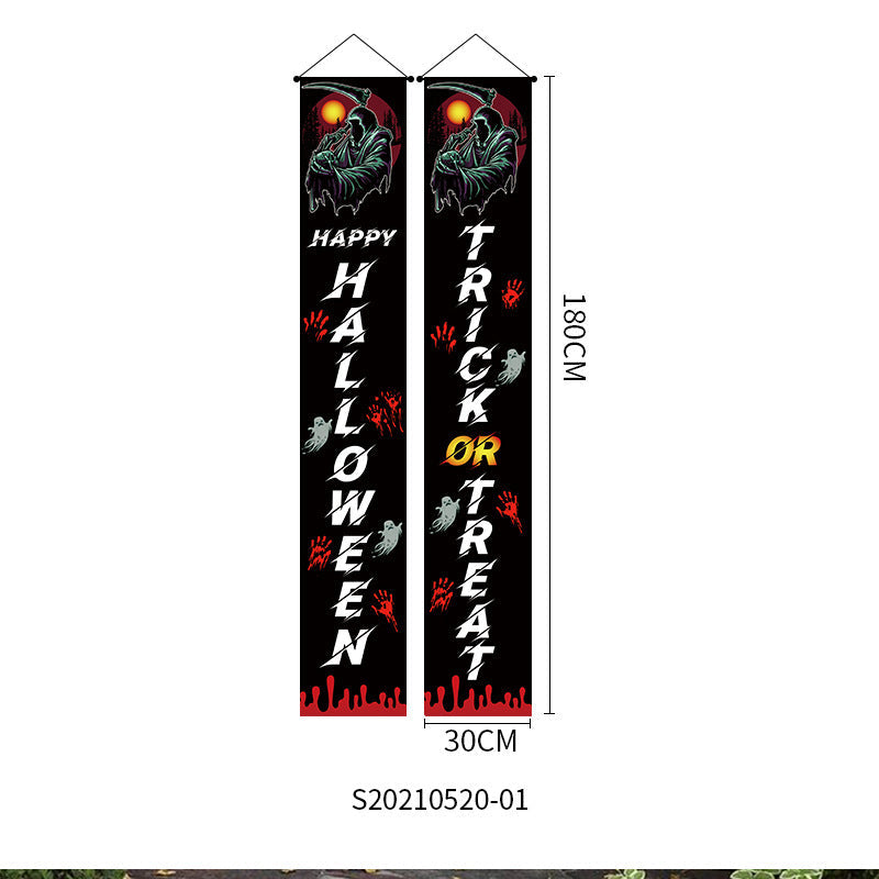 Halloween Doorway Banners Pair Oxford Cloth 180x30cm 10 Style 3D Changing Face Moving Picture Frame - Tophatter Daily Deals