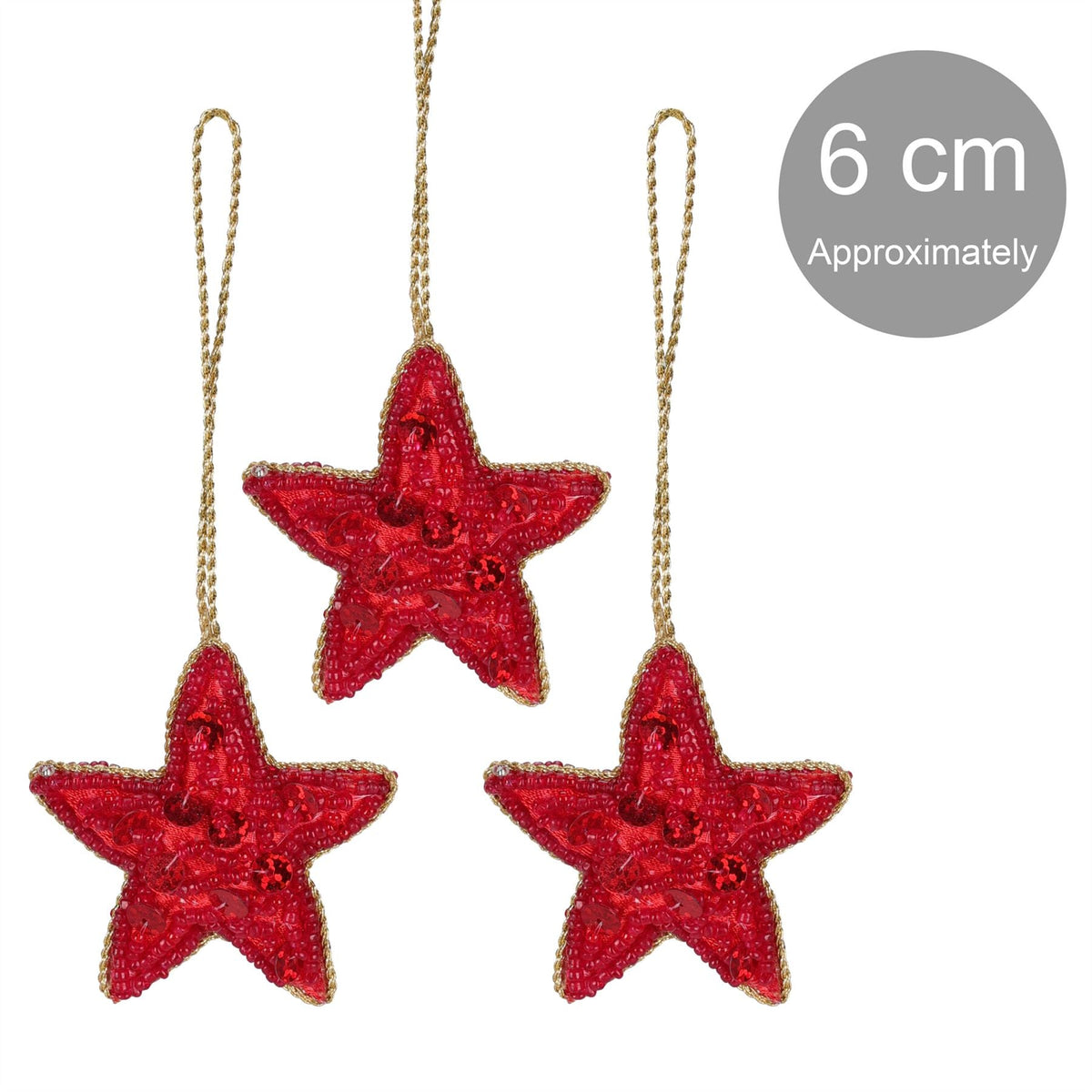 Set of 3 Christmas Tree Hanging Decorations | Red Star Christmas Tree Baubles Baubles - Tophatter Daily Deals
