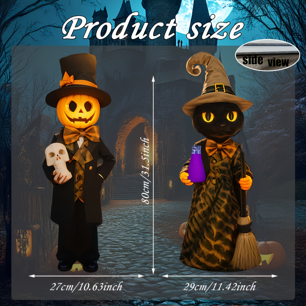 Halloween Yard Pumpkin Gentleman & Black Cat Witch Halloween - Tophatter Daily Deals