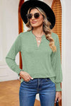 Notched Lantern Sleeve T-Shirt Gum Leaf Women's T-Shirts - Tophatter Daily Deals