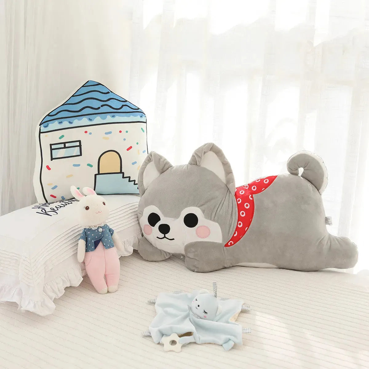 Kawaii Cute Printed Shiba Inu Cushion Pillow Grey Humidifier - Tophatter Daily Deals