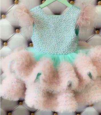 Baby Girl One Year Old Dress Birthday Princess Dress Piano Playing Tulle Tutu Green 0 - Tophatter Daily Deals
