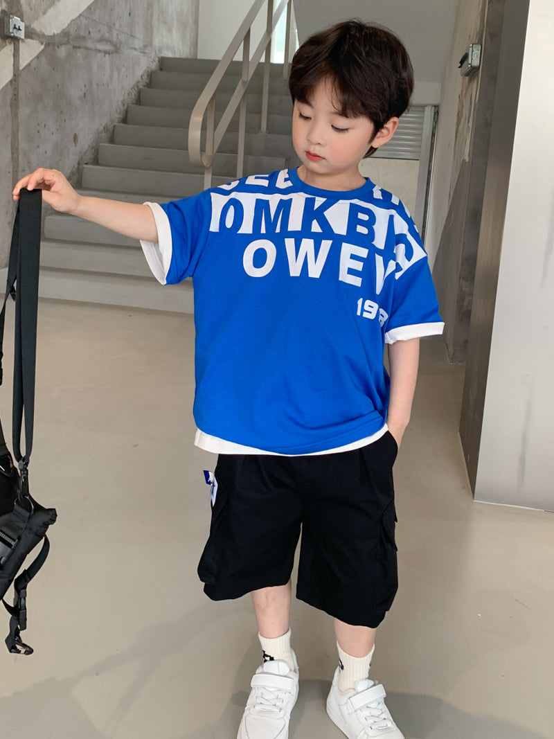 Boys Loose Short Sleeve T-Shirt Shorts Set 0 - Tophatter Daily Deals
