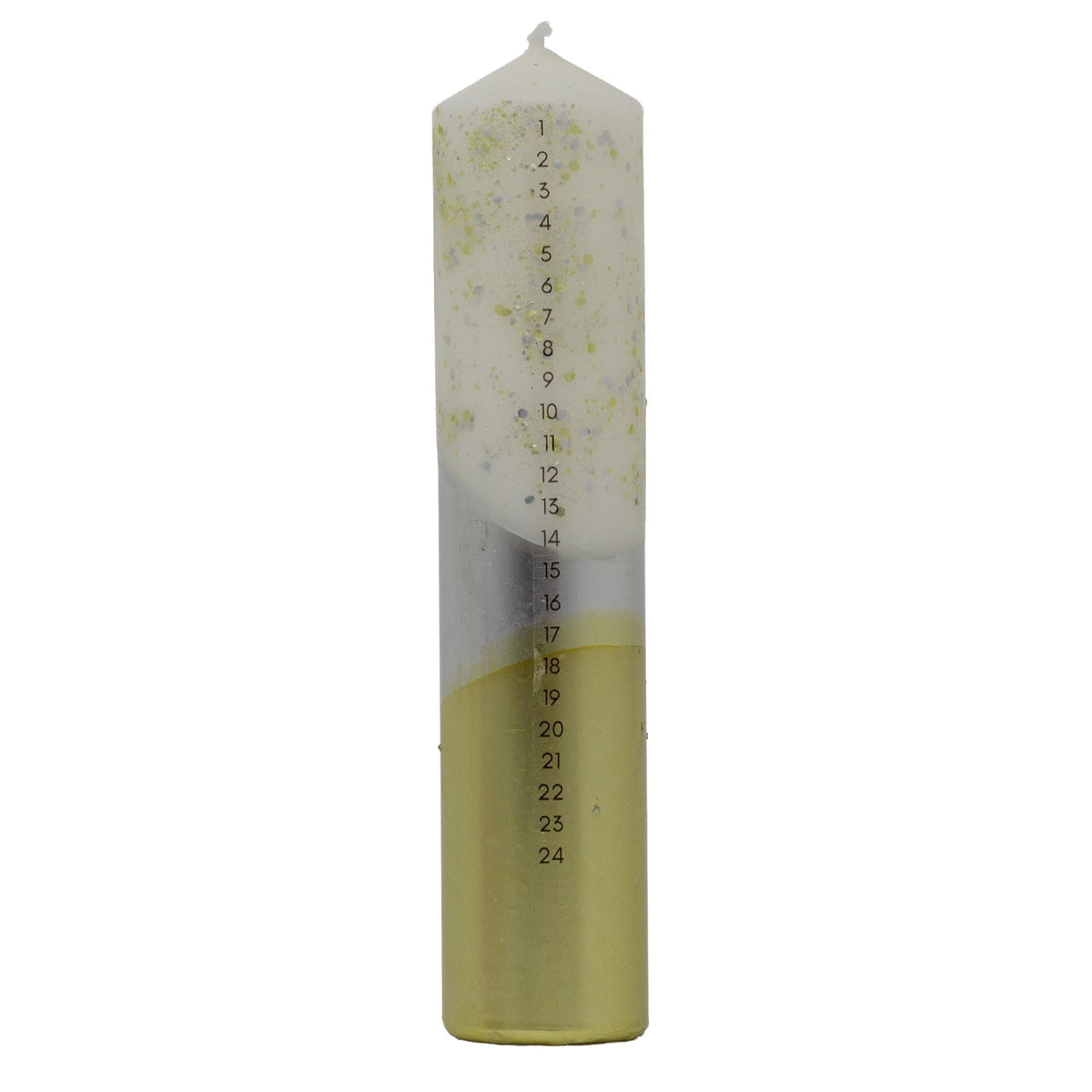 The Colour Emporium Gilded Silver Hand-dipped Christmas Advent Pillar Candle Advent Candle - Tophatter Daily Deals
