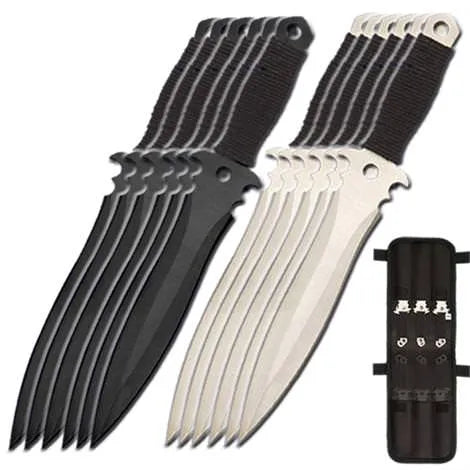 Light & Dark Throwing Knife 12 Piece Set With Pouch - Tophatter Daily Deals
