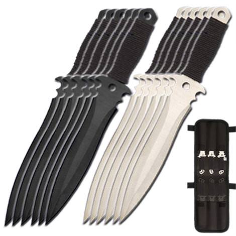 Light & Dark Throwing Knife 12 Piece Set With Pouch Collectible Weapons - Tophatter Daily Deals