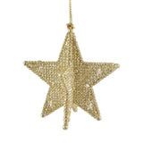 Gold Beaded Star Bauble | Gold Glitter 3D Star Christmas Tree Ornament - 9cm Baubles - Tophatter Daily Deals