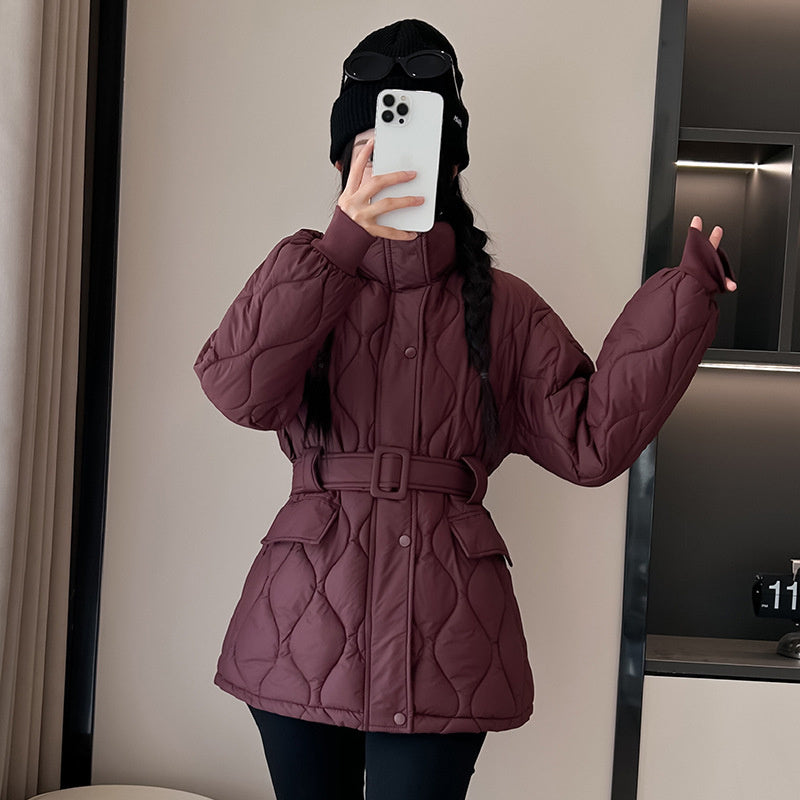 Insulating Cozy Women Quilted Coat - Oversized Cotton Winter Wine Red 3D Changing Face Moving Picture Frame - Tophatter Daily Deals