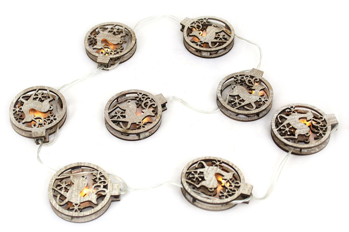 Wooden Reindeer Light String Christmas Bauble LED Garland Fairy Lights - Tophatter Daily Deals