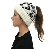Autumn And Winter New Leopard Print Knitted Beanie White 0 - Tophatter Daily Deals