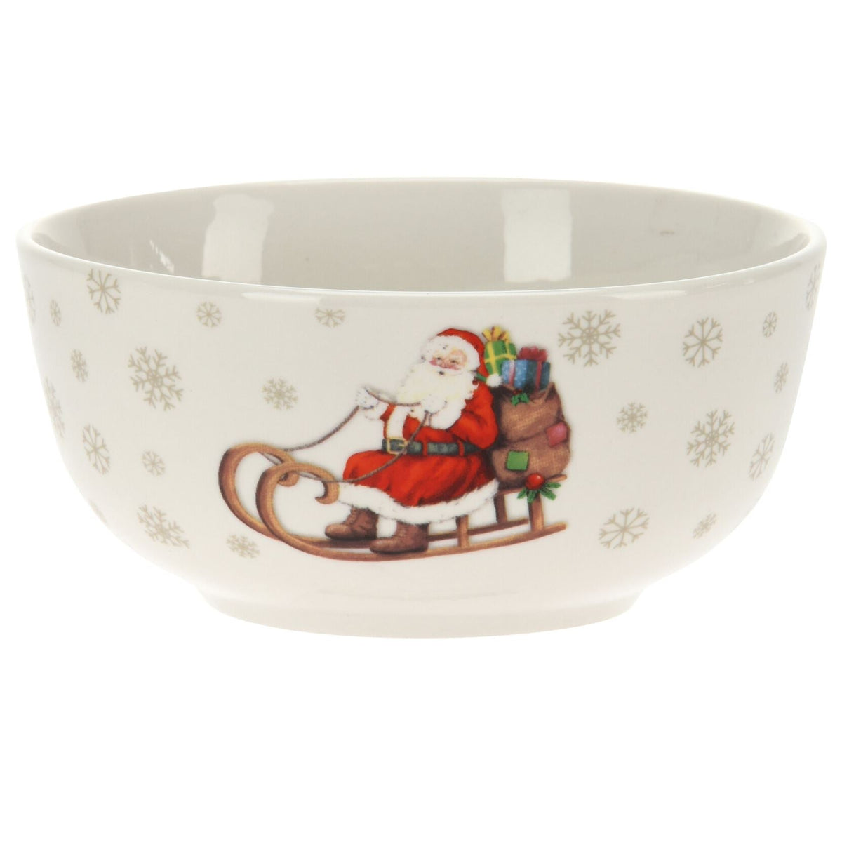 Santa Claus Christmas Bowl | Ceramic Festive Bowl for Snacks & Nibbles - 450ml Bowl - Tophatter Daily Deals