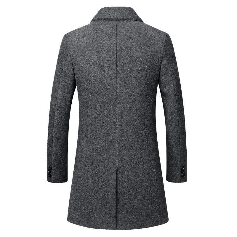 Warm Tailored Mens Wool Coat - Single Breasted Thigh, Winter 3D Changing Face Moving Picture Frame - Tophatter Daily Deals