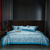 140 Cotton Satin Digital Printed Four-piece Bedding Set Blue Lovers 0 - Tophatter Daily Deals