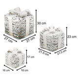 Set Of 3 LED Light Up Christmas Present Boxes | 3 Piece Rattan Snow Topped Light Up Xmas Christmas Gift Boxes | LED Christmas Parcels Christmas Decorations Ornament - Tophatter Daily Deals