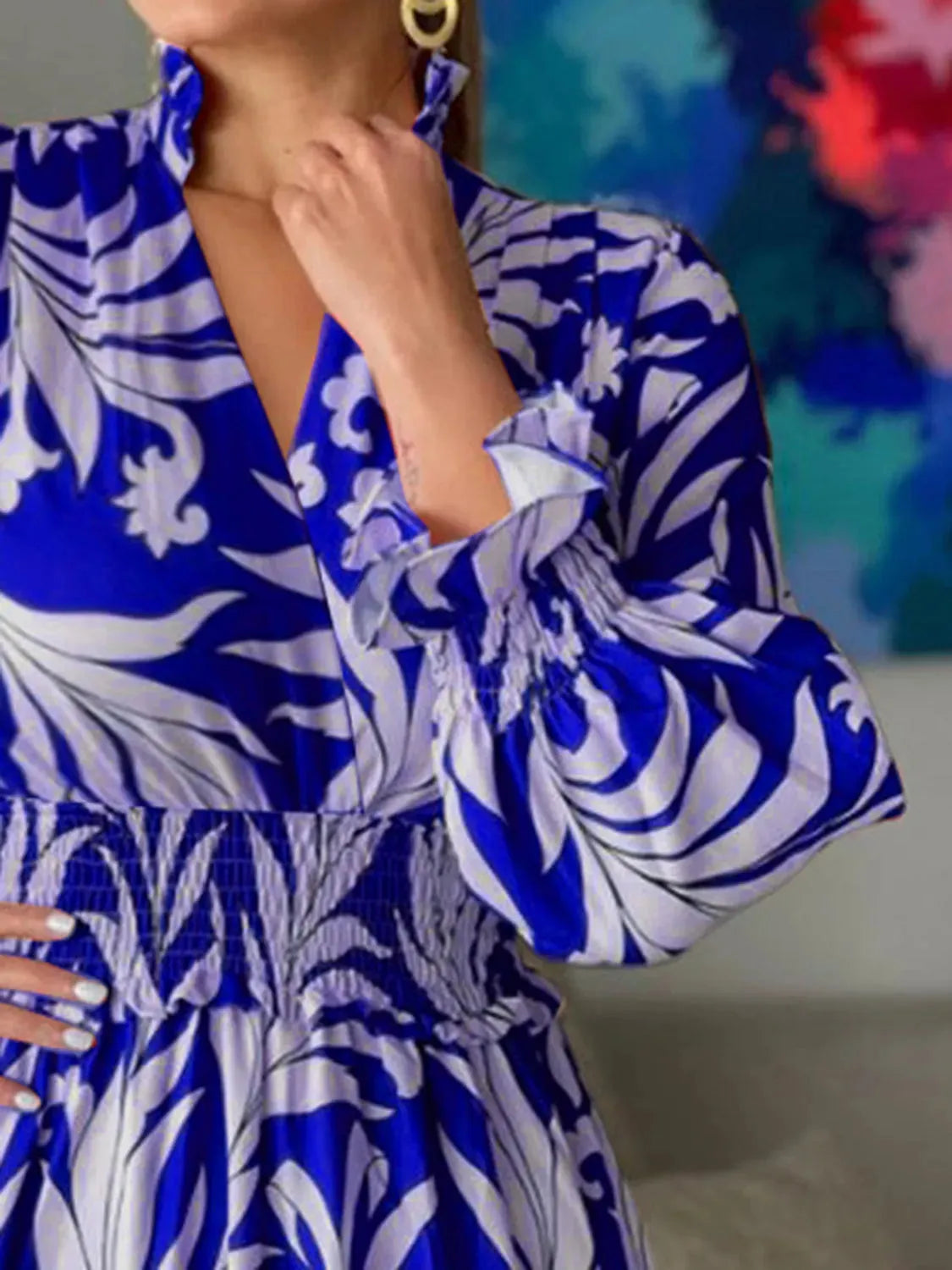 Printed Flounce Sleeve Maxi Dress Casual Dresses - Tophatter Daily Deals