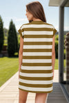 Striped Round Neck Cap Sleeve Mini Dress Casual Dresses - Tophatter Daily Deals