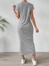 Tied Striped Round Neck Short Sleeve Tee Dress Casual Dresses - Tophatter Daily Deals