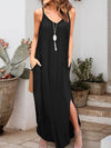 Slit Scoop Neck Sleeveless Dress Black Casual Dresses - Tophatter Daily Deals