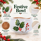 Holly & Berries Christmas Serving Bowl, Gisela Graham Ceramic 12.5cm Bowl - Tophatter Daily Deals