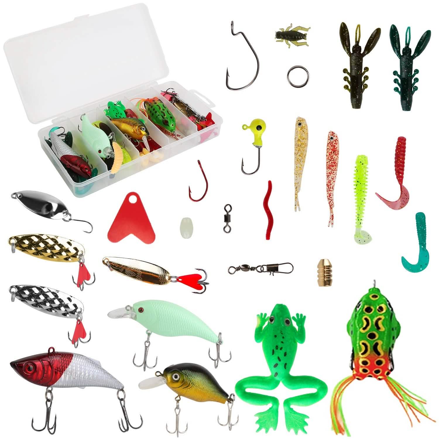 94-Piece: Fishing Lures Kit Soft Plastic Fishing Baits Set Outdoor Recreation - Tophatter Daily Deals