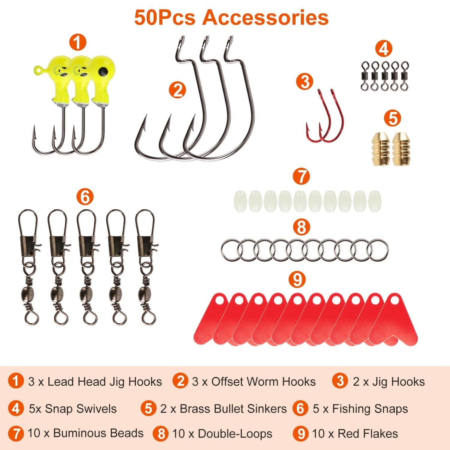 94-Piece: Fishing Lures Kit Soft Plastic Fishing Baits Set Outdoor Recreation - Tophatter Daily Deals
