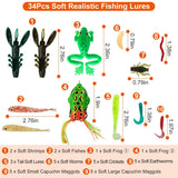 94-Piece: Fishing Lures Kit Soft Plastic Fishing Baits Set Outdoor Recreation - Tophatter Daily Deals