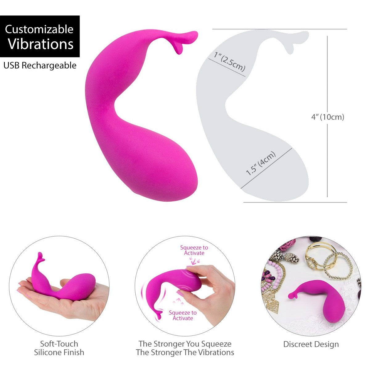 Swan Kiss Squeeze Control Clitoral Vibrator in Pink Vibrator - Tophatter Daily Deals