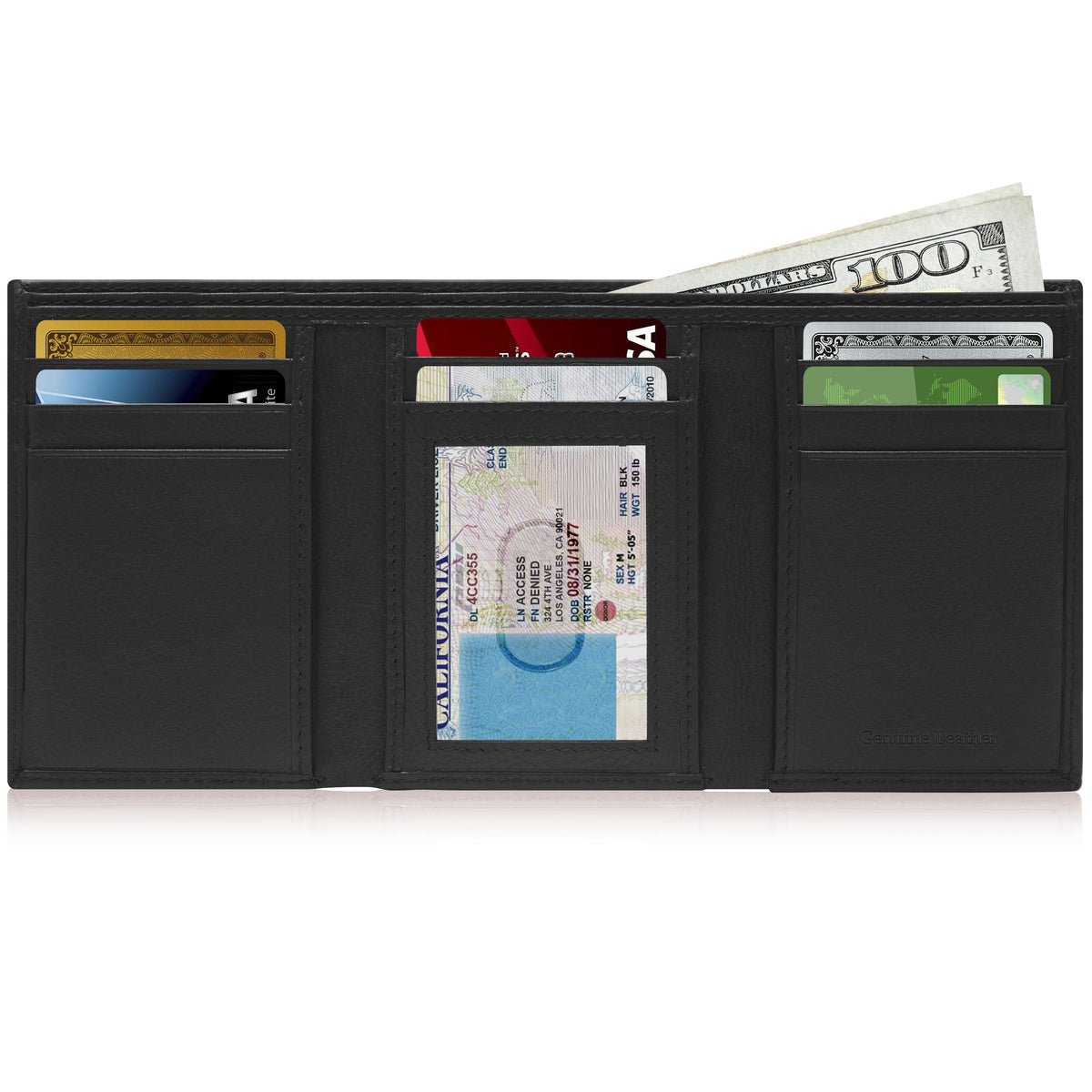Genuine Leather Trifold Wallet – ID Window, RFID Blocking Handbags & Wallets - Tophatter Daily Deals