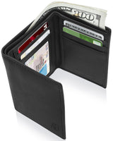 Genuine Leather Trifold Wallet – ID Window, RFID Blocking Black Handbags & Wallets - Tophatter Daily Deals