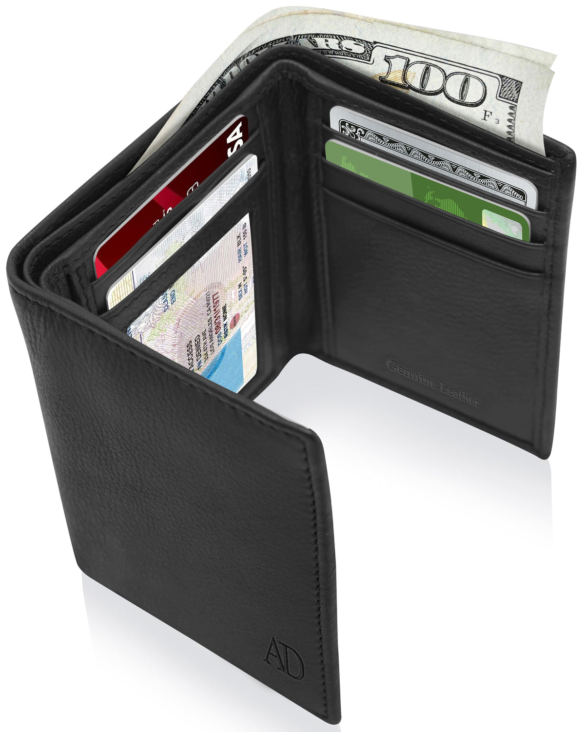 Genuine Leather Trifold Wallet – ID Window, RFID Blocking Black Handbags & Wallets - Tophatter Daily Deals