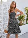 Printed Square Neck Tie Shoulder Dress Casual Dresses - Tophatter Daily Deals