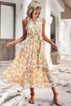 Floral Belted Surplice Sleeveless Tiered Dress Casual Dresses - Tophatter Daily Deals