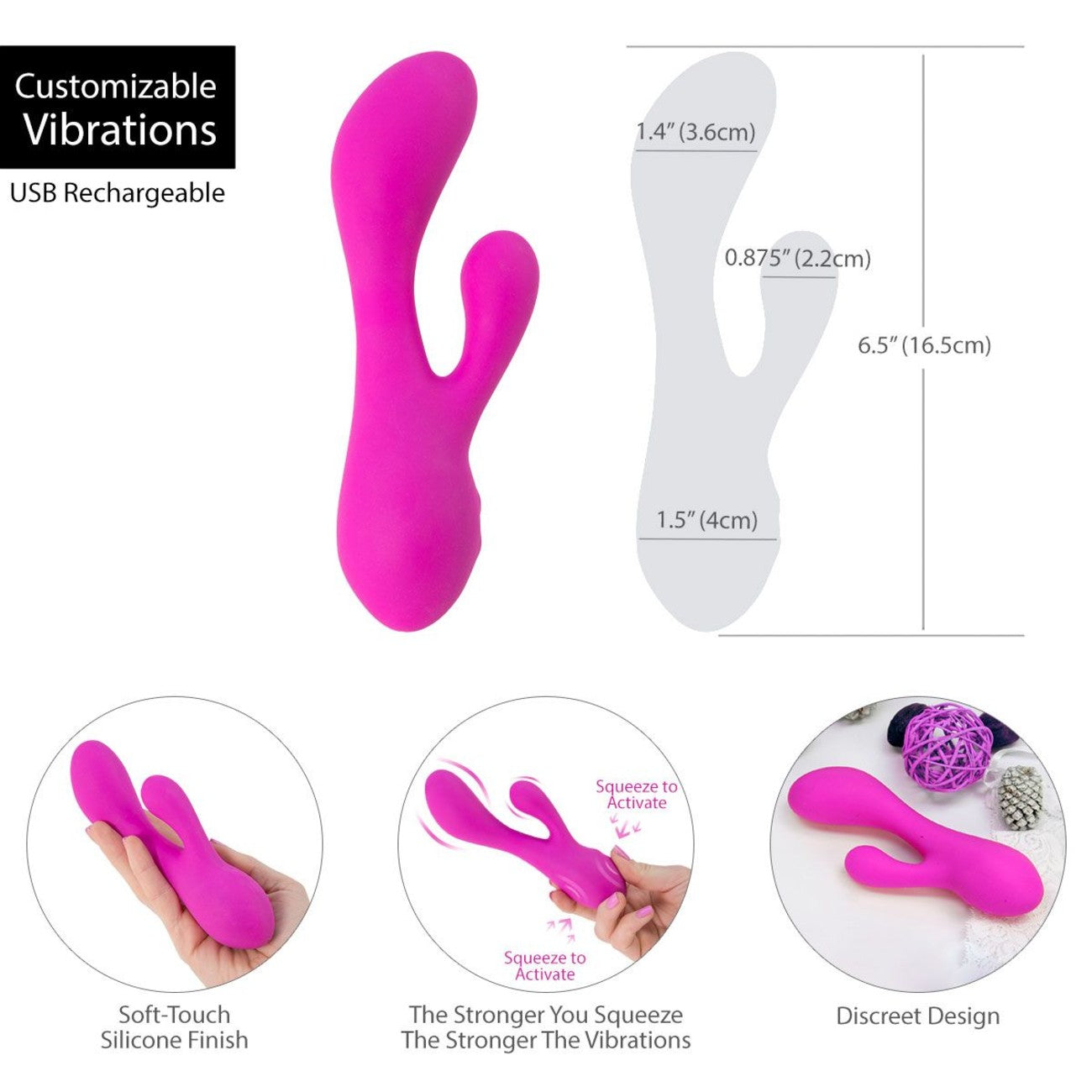 Swan Hug Squeeze Control Rabbit Vibrator in Pink Rabbit Vibrator - Tophatter Daily Deals