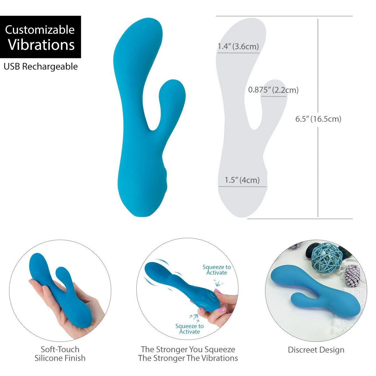Swan Hug Squeeze Control Rabbit Vibrator in Teal Rabbit Vibrator - Tophatter Daily Deals