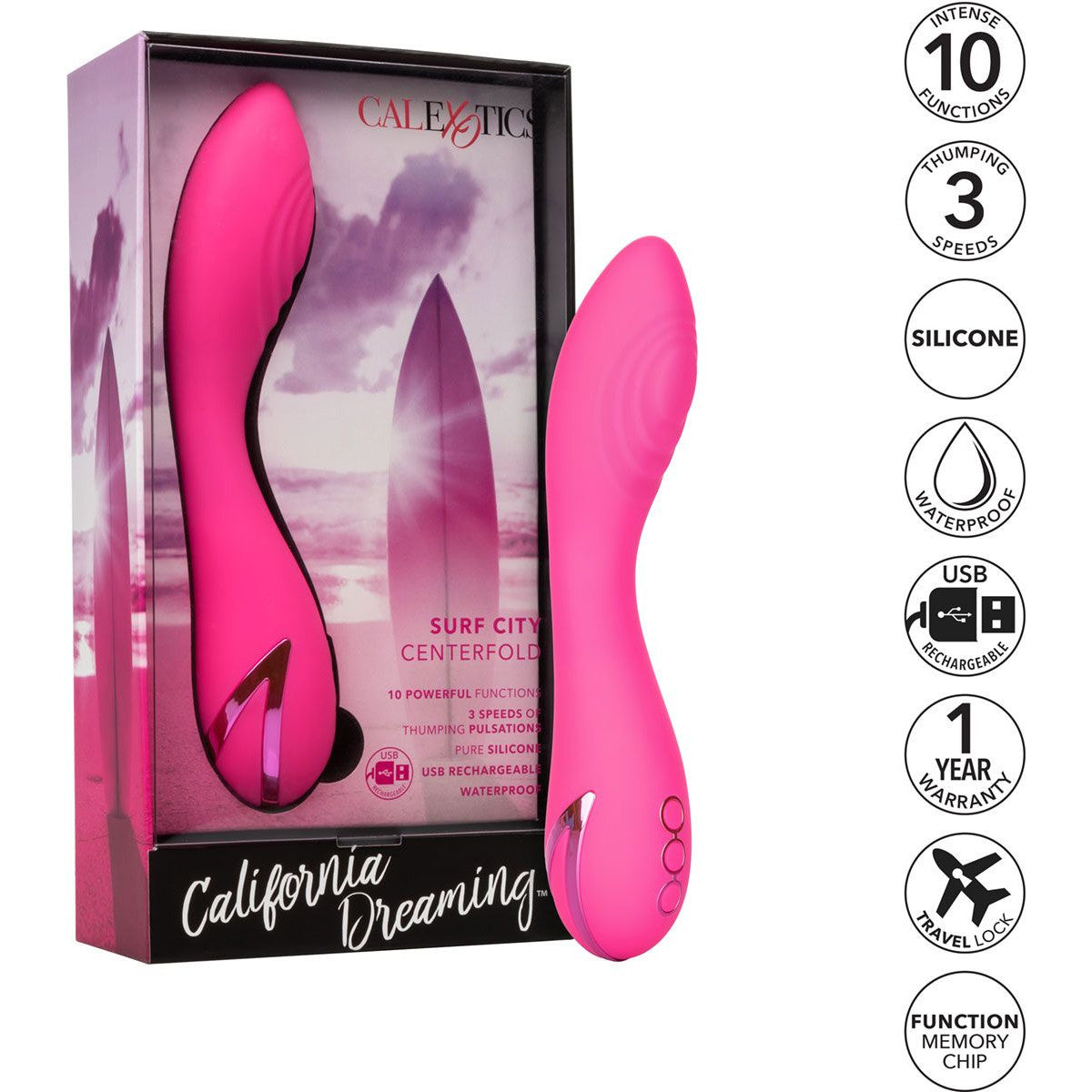 California Dreaming Surf City Centerfold Vibe in Pink Clitoral G-Spot Vibrator - Tophatter Daily Deals