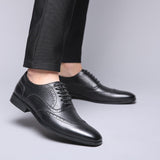 British block carved business leather shoes Black 0 - Tophatter Daily Deals