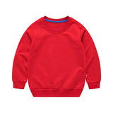 Boys Korean Round Neck Solid Color Loose Long Sleeve Pullover Red 7 - Tophatter Daily Deals