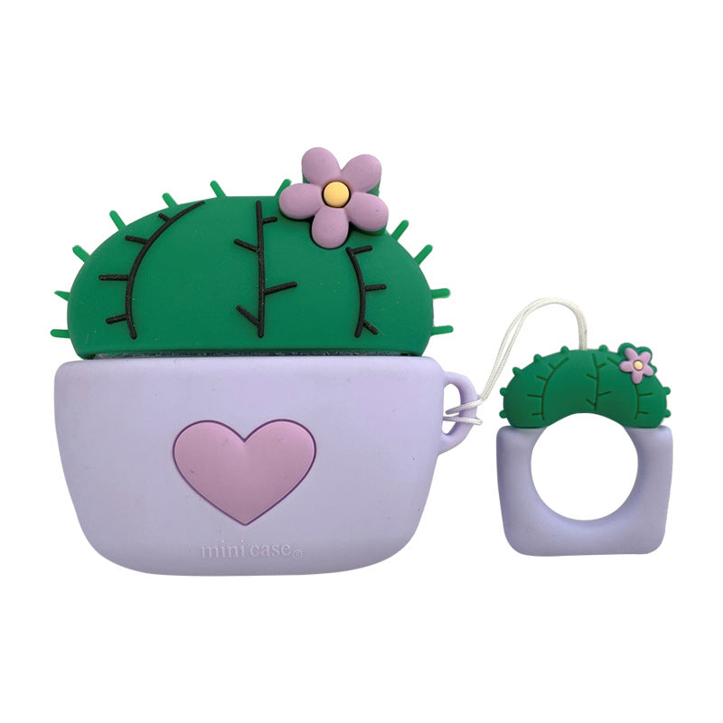Cactus AirPods Case Cover - Silicone Protective Flip Case Purple AirPods Cases & Covers - Tophatter Daily Deals
