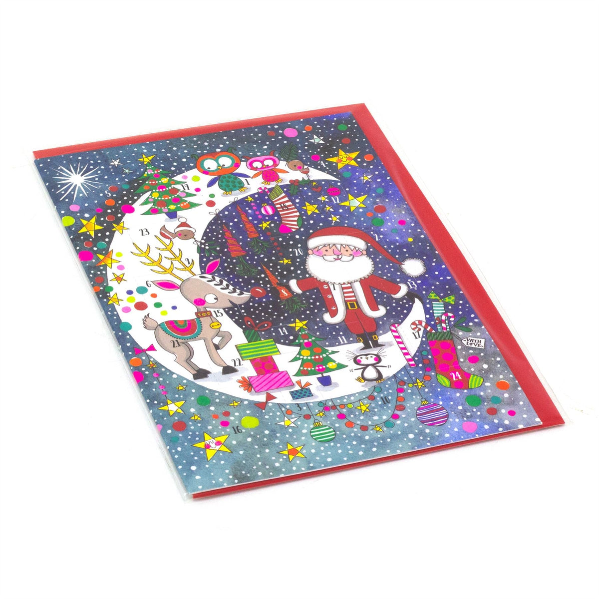Santa on the Moon - Christmas Advent Calendar Greetings Card & Envelope Advent Calendar - Tophatter Daily Deals