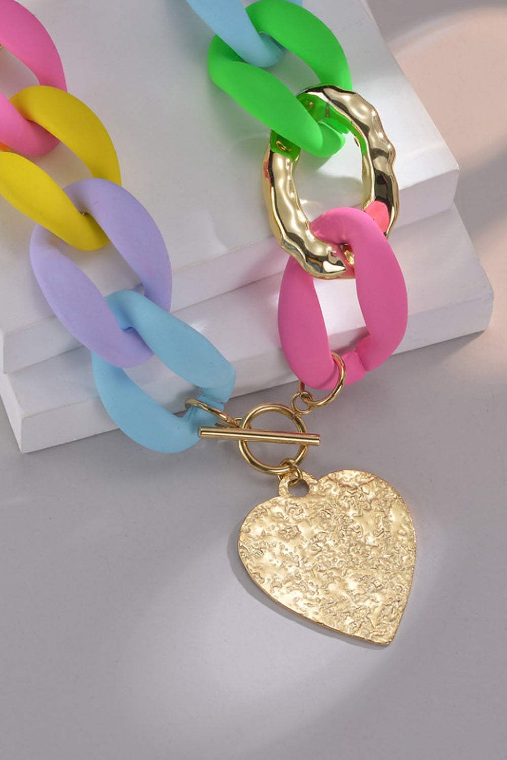 Multicolored Stainless Steel Heart Pendant Necklace Necklaces - Tophatter Daily Deals