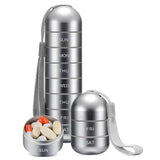 Pill Organizer Aluminum 7 Day Travel Container Waterproof Silver - Tophatter Daily Deals