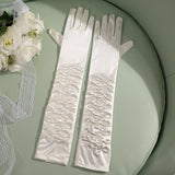 50cm Bridal Wedding Dress Satin Lengthened Gloves Beige 50cm 0 - Tophatter Daily Deals