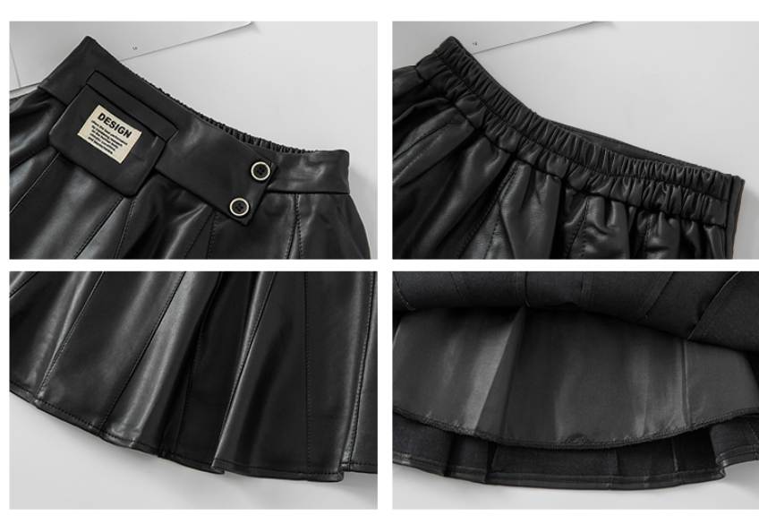 Autumn Winter New Style Children Foreign Style Korean Leather Skirt 0 - Tophatter Daily Deals